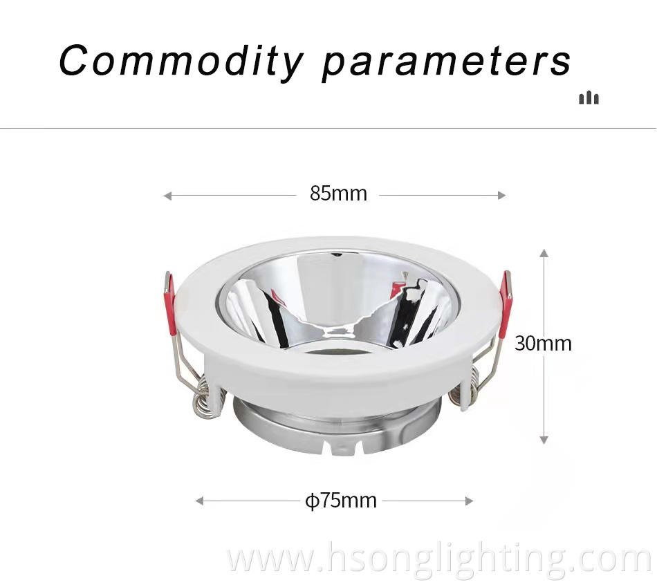 Medium and low style round fixed recessed ceiling frame apply to Gu5.3 Gu10 Mr16 Led ceiling Spotlight